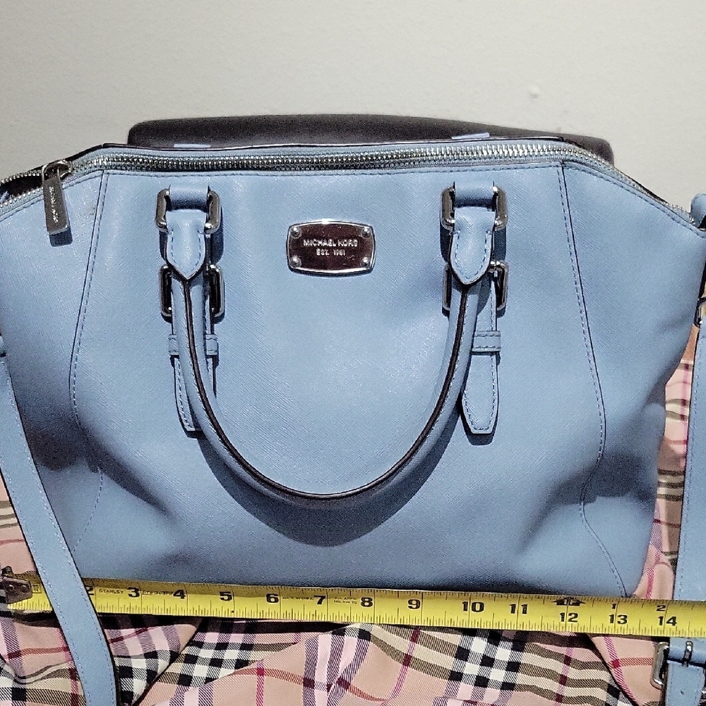 Michael Kors Blue Satchel Bag with Dark Hardware